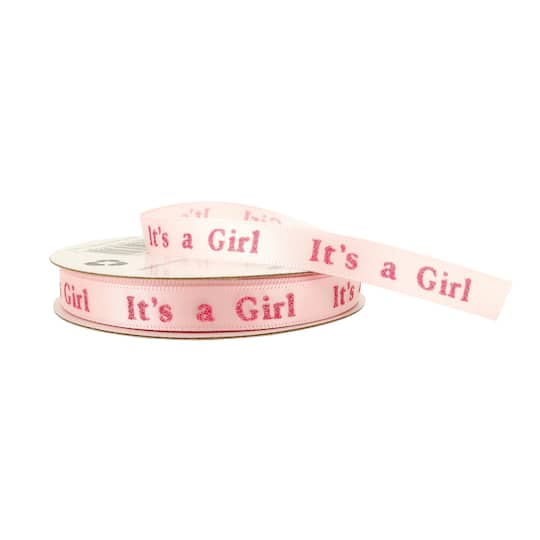 3/8" x 7yd. Satin It's a Girl Ribbon by Celebrate It®